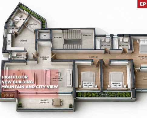 BRAND NEW/well-maintained building/High floor/Achrafieh, Beirut/الأشرفية/REF#EP141659 !